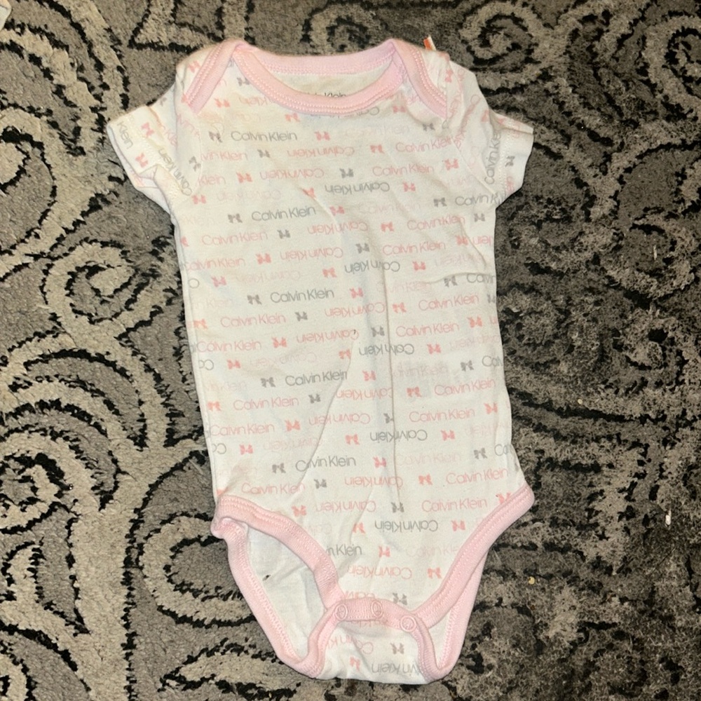 Pink , gray, & white baby shirt